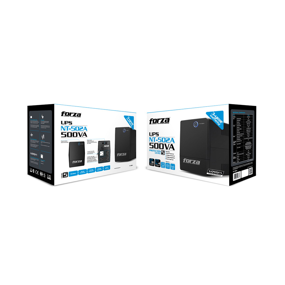 NT-502 A FORZA                                                        | UPS INTERACTIVA FORZA NT-502 A 500VA/250W 4 IRAM RJ45 TORRE COMP-220V                                                                                                                                                                                     